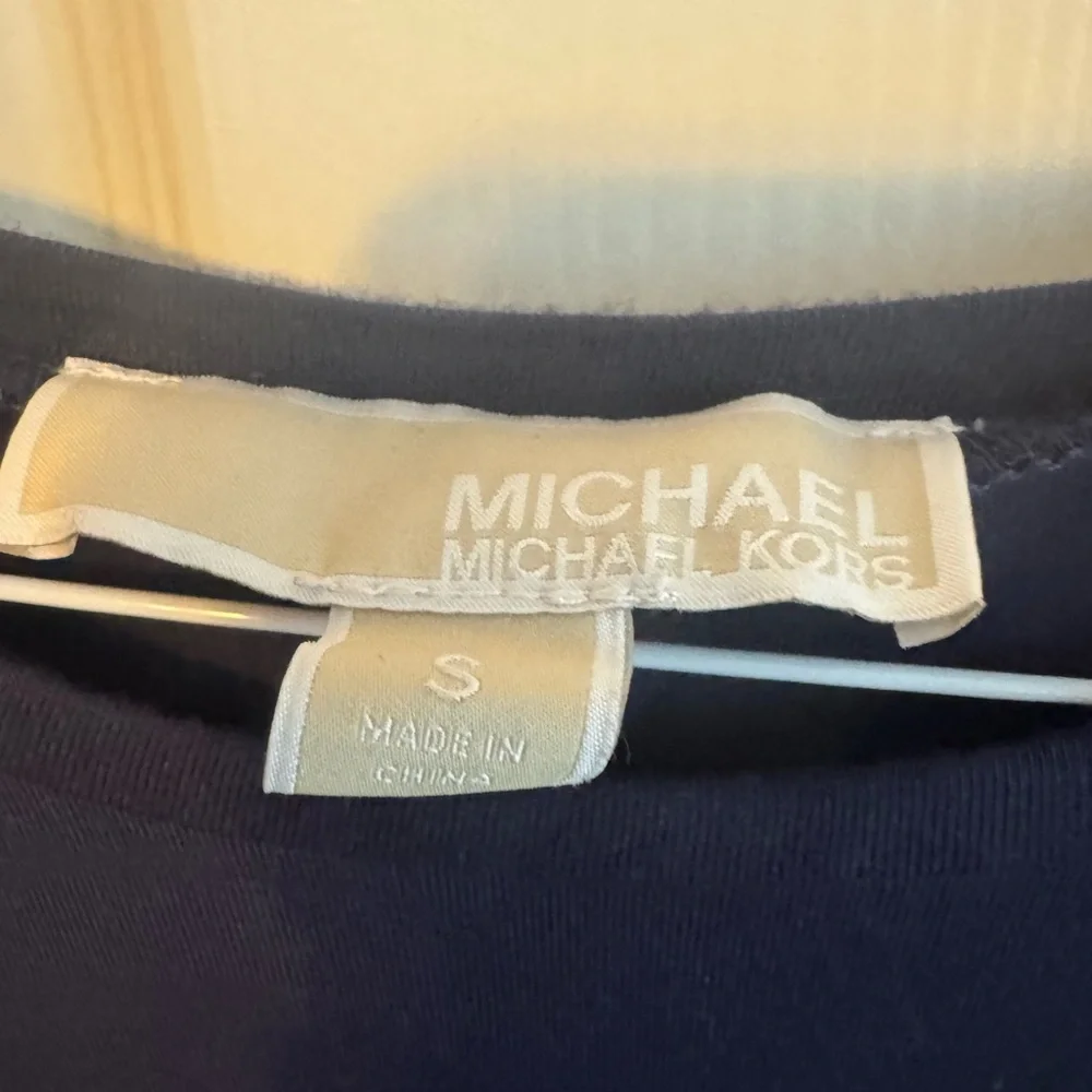 Michael Kors Navy Tank Top with Patterned‎ Hem